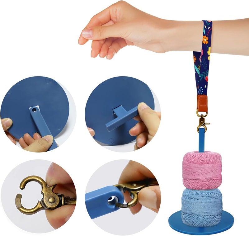 Dasonwin Wrist Yarn Holder for Walking & Travel, Portable Tangle-Free Spindle, Lightweight Hanging Dispenser, Crochet Gift (Blue) - Image 5